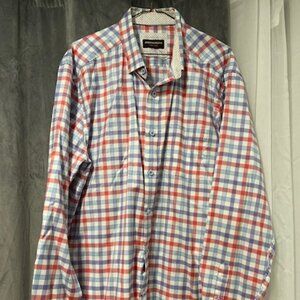 Johnston & Murphy Red and Blue checkered cotton shirt, size XL, Great condition